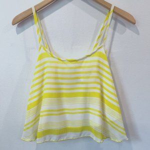 A'Gaci Yellow Striped Crop Top Size S NWT